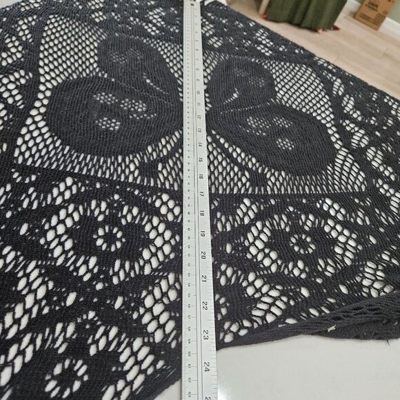 Black Butterfly Shawl Wrap Black Floral Lace Knit Fringe Boho OS - Picture 8 of 8